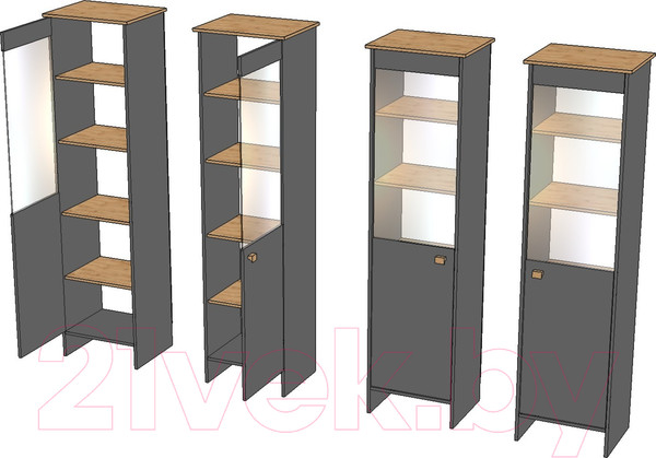 Изображение товара Шкаф-пенал Мебель-КМК П Скандинавия КМК 0905.28 (бетон пайн светлый/дуб наварра)