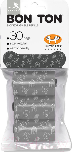 Изображение товара Пакеты для выгула собак United Pets Refill MG080101GR (3x10шт, черный)