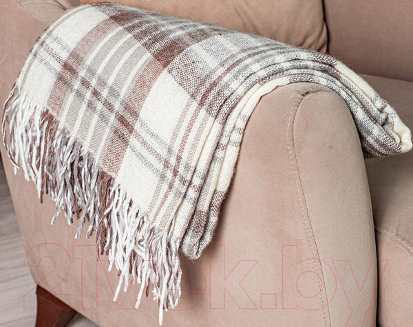 Изображение товара Плед Vladi Метро 4/CANNY 50175 (140x200, белый/серый/коричневый)