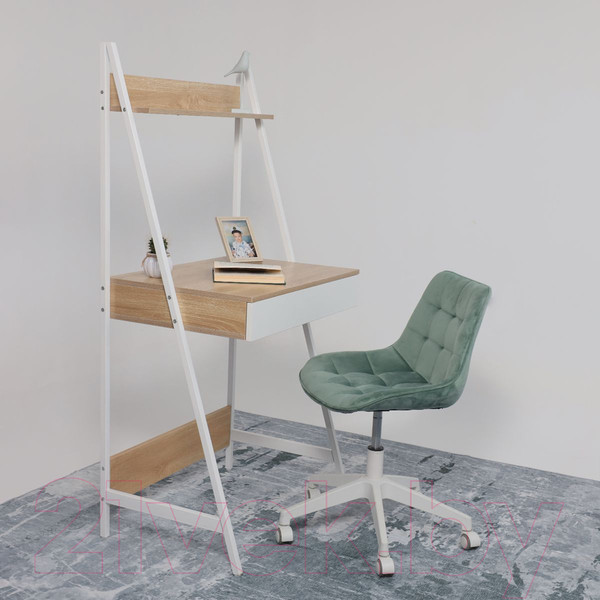 Изображение товара Письменный стол AksHome Shape (светлый дуб/белый металл)