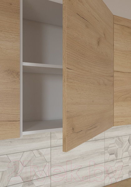 Изображение товара Кухонный гарнитур Интермебель Микс Топ-18 2.0x1.7м правая (белый премиум/дуб крафт золотой/дуб вотан)