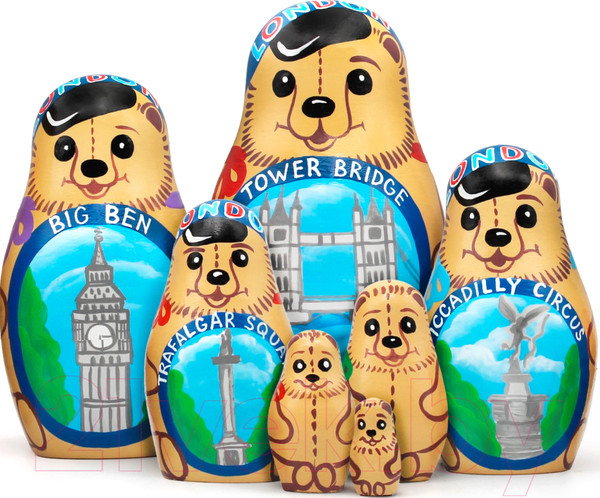 Изображение товара Матрешка сувенирная Брестская Фабрика Сувениров С достопримечательностями Лондона / 7335