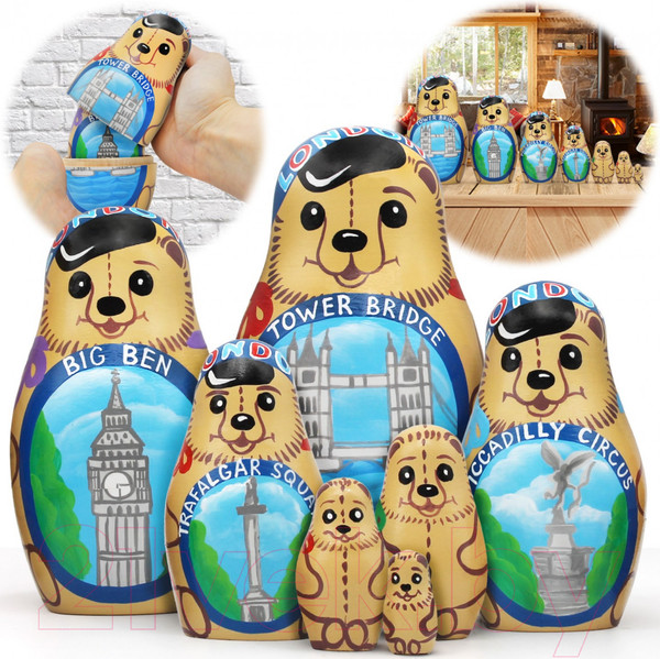 Изображение товара Матрешка сувенирная Брестская Фабрика Сувениров С достопримечательностями Лондона / 7335