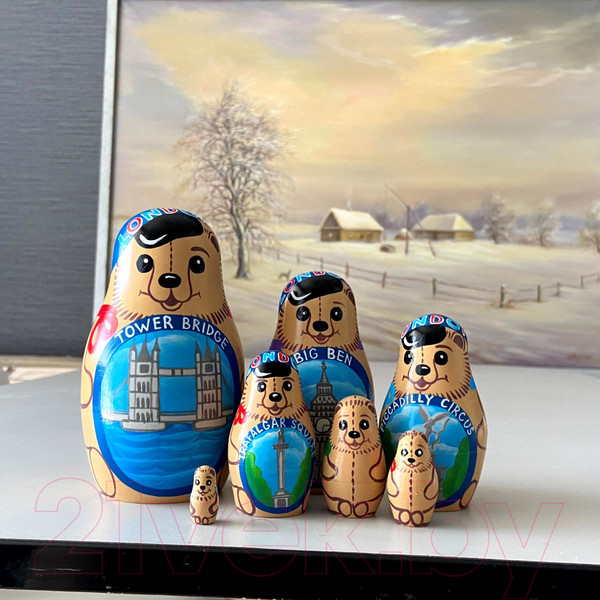 Изображение товара Матрешка сувенирная Брестская Фабрика Сувениров С достопримечательностями Лондона / 7335