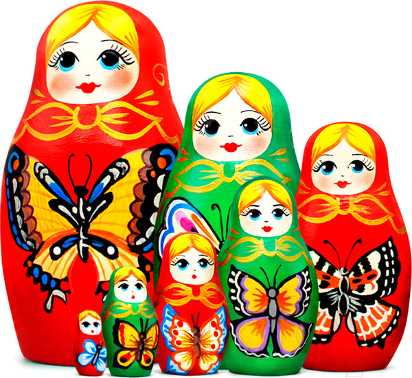 Изображение товара Матрешка сувенирная Брестская Фабрика Сувениров С нарисованными вручную бабочками / 7068