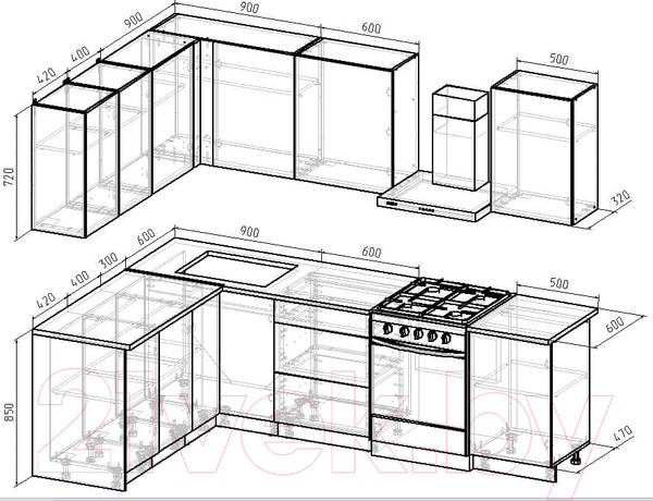 Изображение товара Кухонный гарнитур Интермебель Микс Топ-28 2.0x1.72м левая (дуб крафт золотой/графит серый/дуб вотан)