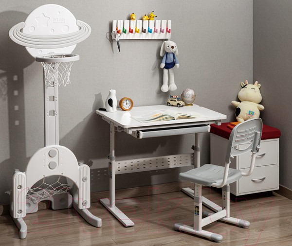 Изображение товара Парта Растущая мебель Smart 80 Е602 с полкой E611 и накладкой E511