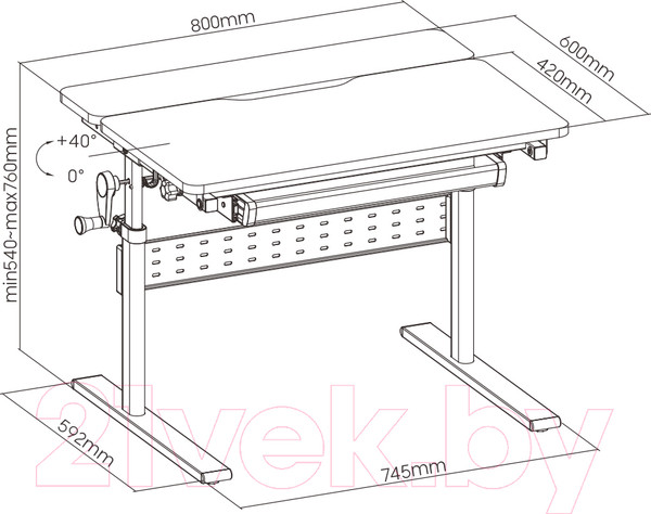 Изображение товара Парта Растущая мебель Smart 80 Е602 с полкой E611 и накладкой E511