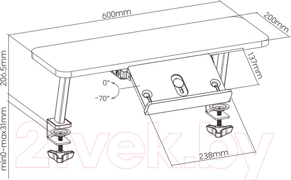 Изображение товара Парта Растущая мебель Smart 80 Е602 с полкой E611 и накладкой E511