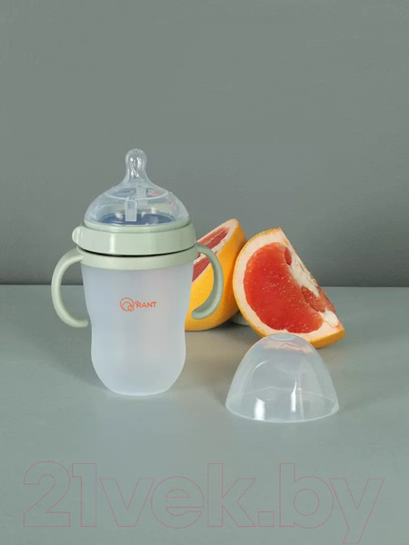 Изображение товара Бутылочка для кормления Rant Силиконовая с ручками и силиконовой соской 250мл / 1006 (зеленый)