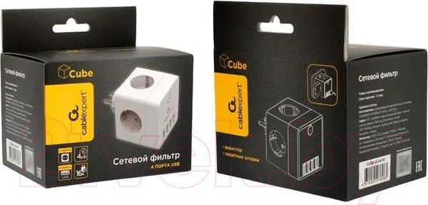 Изображение товара Электроразветвитель Cablexpert CUBE-4-U4-W