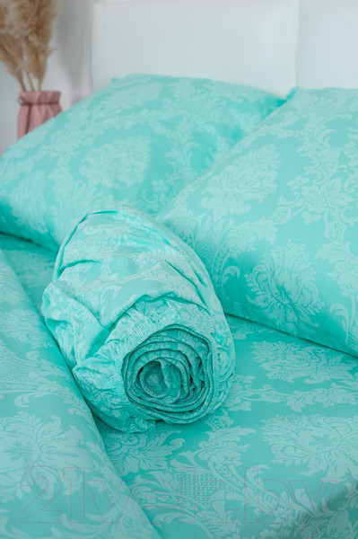 Изображение товара Простыня Milanika Бирюза на резинке 140x200x20 (поплин-жаккард)