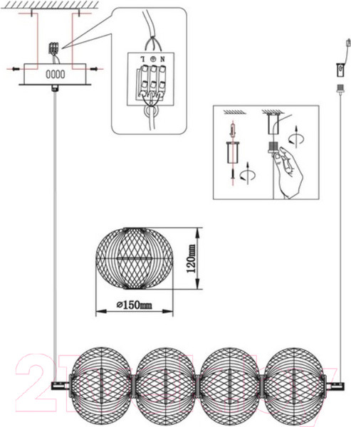 Изображение товара Потолочный светильник Omnilux Cedrello OML-68803-04