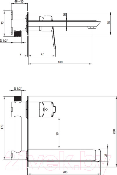 Изображение товара Смеситель Deante Arnika BQA R54L (золото)