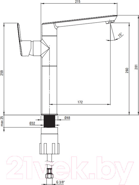 Изображение товара Смеситель Deante Arnika BQA R20K (золото)