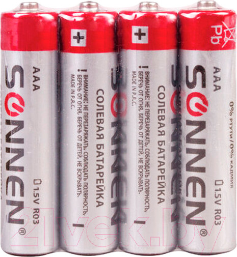 Изображение товара Комплект батареек Sonnen R03/24А 451098 (4шт)