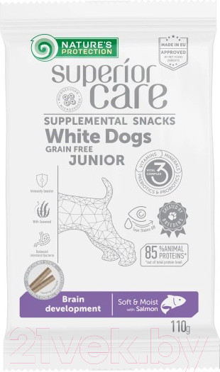 Изображение товара Лакомство для собак Nature's Protection SC White Dogs Brain Development с лососем / KIKNPSC47198 (110г)