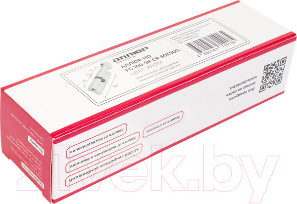 Изображение товара Цилиндровый механизм замка Аллюр HD FG 100-5K СP 50x50G перфорированный ключ (хром)