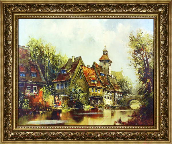 Изображение товара Картина Декарт Город на берегу реки 8Л2202 (в раме)