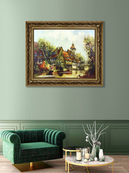 Изображение товара Картина Декарт Город на берегу реки 8Л2202 (в раме)