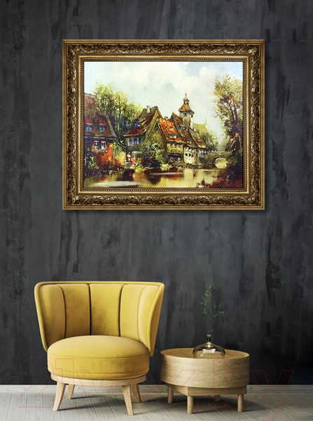 Изображение товара Картина Декарт Город на берегу реки 8Л2202 (в раме)