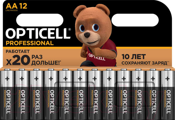 Изображение товара Комплект батареек Opticell Professional AA 5052005 (12шт)