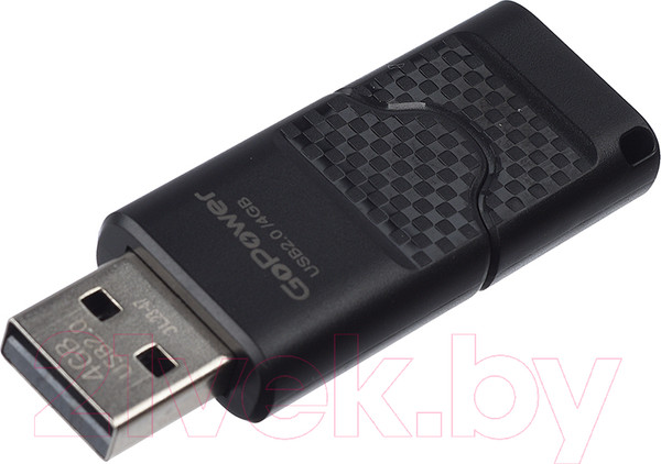 Изображение товара USB flash накопитель GoPower Slider 4GB USB2.0 / 00-00025961 (черный матовый)