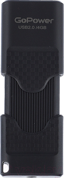 Изображение товара USB flash накопитель GoPower Slider 4GB USB2.0 / 00-00025961 (черный матовый)