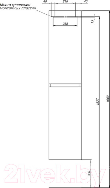 Изображение товара Шкаф-пенал для ванной Aquanet Вега 35 / 329126 (белый глянец)