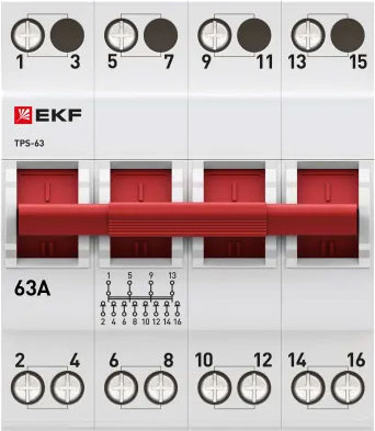 Изображение товара Переключатель EKF PROxima ТПС-63 4P 63А / TPS463