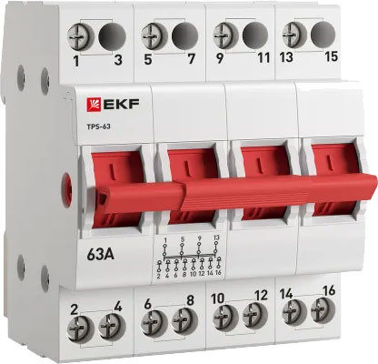 Изображение товара Переключатель EKF PROxima ТПС-63 4P 63А / TPS463