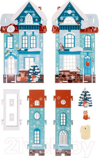 Изображение товара Кукольный домик Collaba Time Домик зимний с мезонином с LED-свечой / 962488