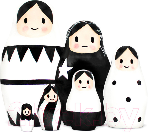 Изображение товара Матрешка сувенирная Брестская Фабрика Сувениров Русские матрешки / 6313 (черный/белый)