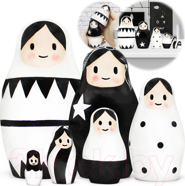 Изображение товара Матрешка сувенирная Брестская Фабрика Сувениров Русские матрешки / 6313 (черный/белый)
