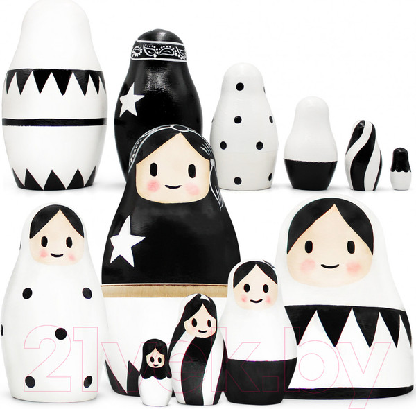 Изображение товара Матрешка сувенирная Брестская Фабрика Сувениров Русские матрешки / 6313 (черный/белый)