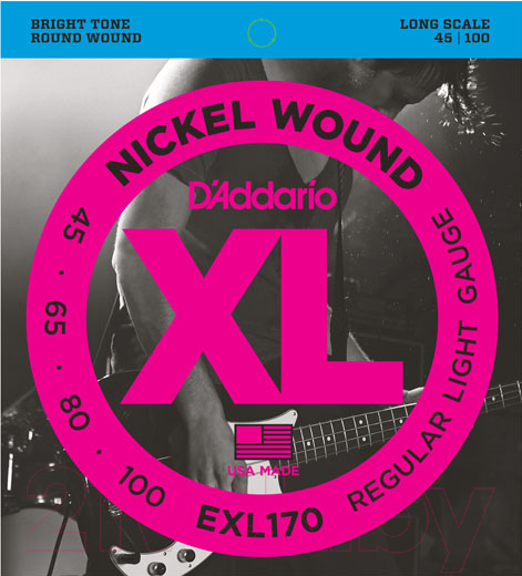 Изображение товара Струны для бас-гитары D'Addario EXL170 45-100