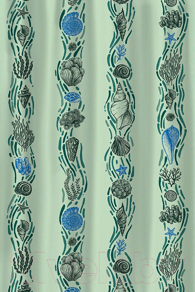 Изображение товара Шторка-занавеска для ванны V-line Ракушки (зеленый)