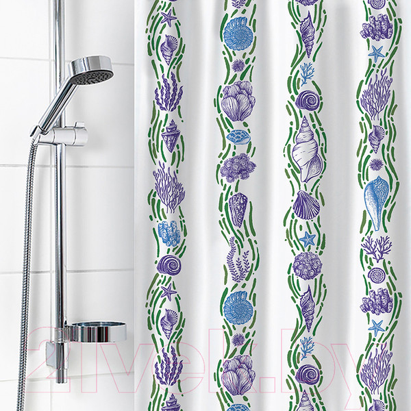 Изображение товара Шторка-занавеска для ванны V-line Ракушки (белый)