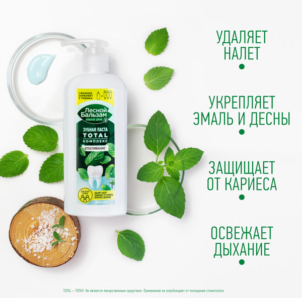 Изображение товара Зубная паста Лесной бальзам Total Комплекс Свежая Мята Отбеливание (290г)