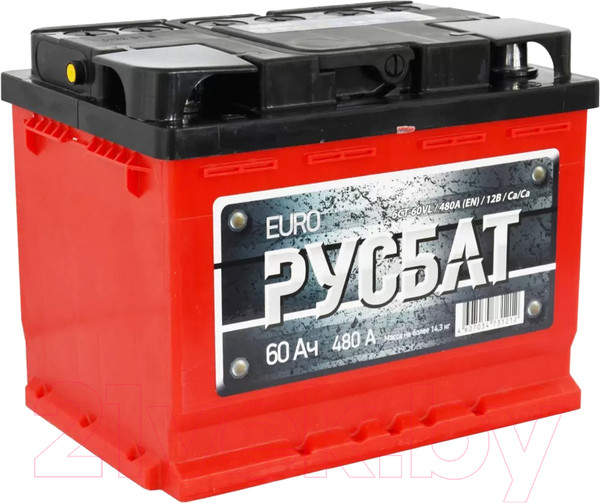 Изображение товара Автомобильный аккумулятор Русбат Евро 480А / 6CT-60VL 1 (60 А/ч)