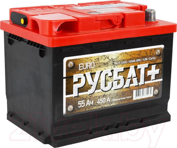 Изображение товара Автомобильный аккумулятор Русбат Евро 450А / 6СТ-55VL 0 (55 А/ч)