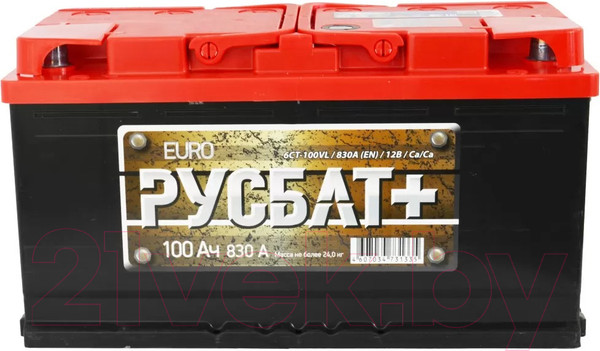 Изображение товара Автомобильный аккумулятор Русбат Евро 830А / 6CT-100VL 0 (100 А/ч)