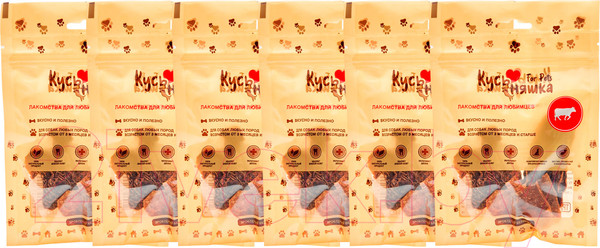 Изображение товара Набор лакомств для собак Кусьняшка Вымя говяжье (6уп)