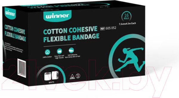 Изображение товара Кинезио тейп Winner Medical Когезивный 605052 (16шт, белый)