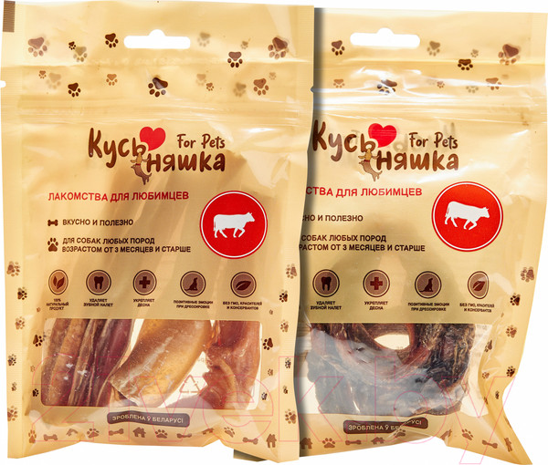 Изображение товара Набор лакомств для собак Кусьняшка Калтык говяжий/корень бычий