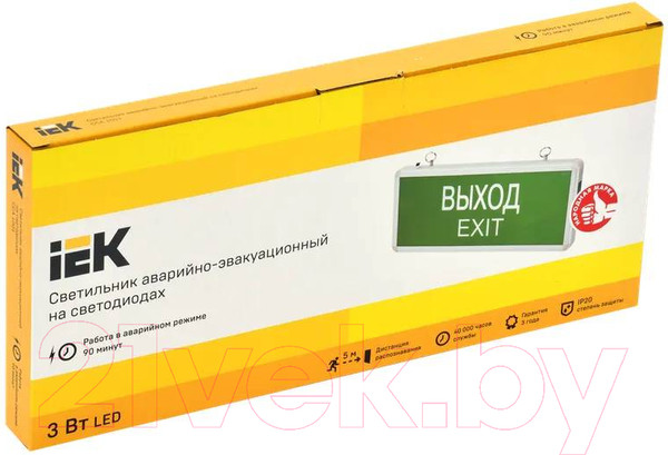 Изображение товара Светильник аварийный IEK ССА 1001 Выход-Exit / LSSA0-1001-003-K03