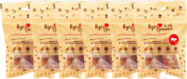 Изображение товара Набор лакомств для собак Кусьняшка Трахея говяжья (6уп)