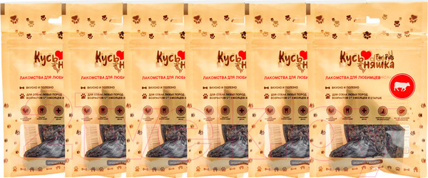 Изображение товара Набор лакомств для собак Кусьняшка Печень говяжья (6уп)