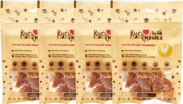 Изображение товара Набор лакомств для собак Кусьняшка Филе цыпленка (4уп)