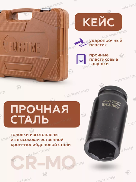 Изображение товара Набор головок слесарных Forstime FT-4177-5MPB (52558)